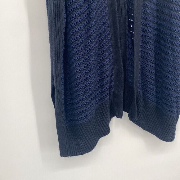Lane Bryant Chunky Knit Sleeveless Cardigan Jacket Open Front Crochet Navy Black - Picture 3 of 15